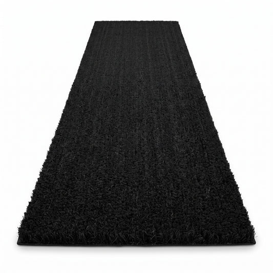 Tapis de couloir en coco noir sur mesure, photo produit sur fond blanc